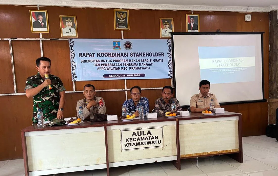 Sinergitas Program MBG, Babinsa Koramil 0602-06/Kramatwatu Kodim 0602/Serang Hadiri Rakor Lintas Sektoral
